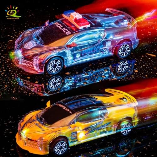 HUIQIBAO Boys Luminous Electric Car Toys Racing Universal Vehicles With Lights Car Products Model Kids Educational Children