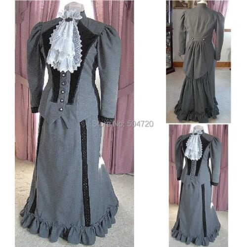 Historical!R-188 19 century Vintage costume 1860S Victorian Lolita/Civil War Southern Belle Ball Halloween dresses All size