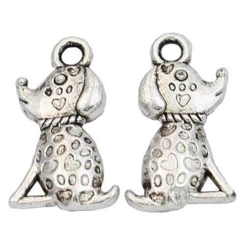JAKONGO Tibetan Silver Plated Dogs Charms Pendants for Jewelry Making Bracelet Findings Accessories DIY 18x10mm