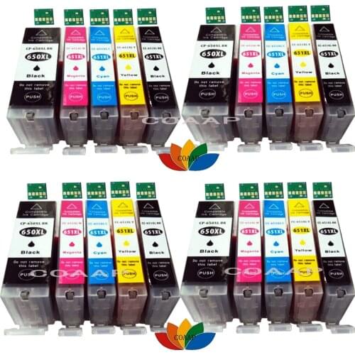20 Compatible Ink Cartridge CLI 651 PGI 650 XL for Canon Pixma MG5560 MG5660 MG6460 MG6540 IP7260 ix6860 MX726 MX926 Printer