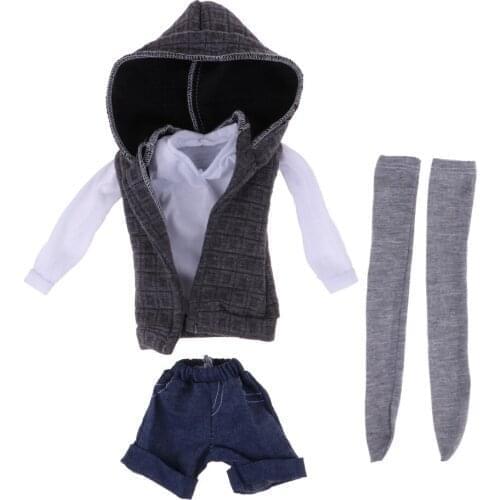4pcs Fashion Sports Outfits Clothing Set Waistcoat Pants with Stockings for 1/3 BJD Doll Clothing Accessories