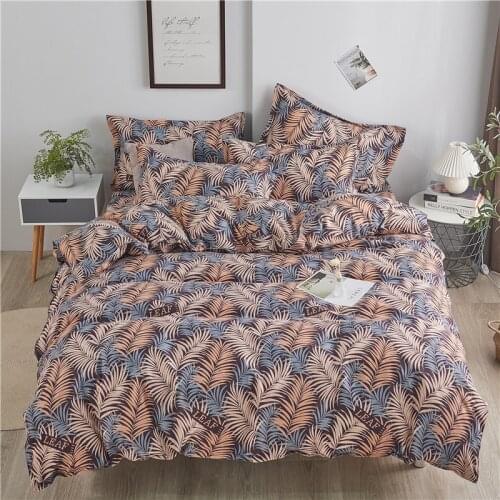 Brown American Bedding set,220x240 Duvet Cover Set With Pillowcase, 175x220 Quilt Cover, Leaf pattern King Size Blanket Cover