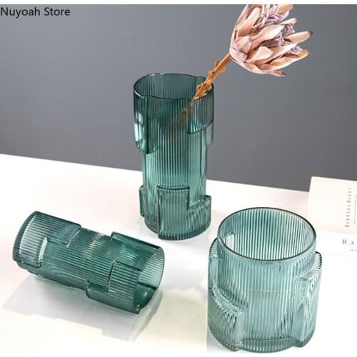 Creative Geometric Cube Glass Vase Nordic Dried Flowers Hydroponic Flower Decoration Modern Home Decoration Crafts Ornaments