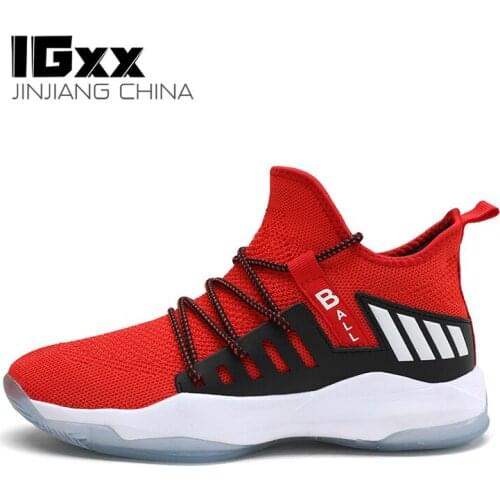 IGxx Red Sneakers For Men Outdoor Comfortable Lightweight Athletic Breathable Male basketball Lace up Shoes Running Tenis