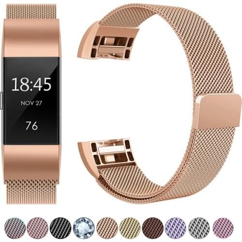 Stainless Steel Magnetic Wristband Strap for Fitbit Charge 2 Replacement Bracelets Milanese Bands for Charge 2 Watch Accessories