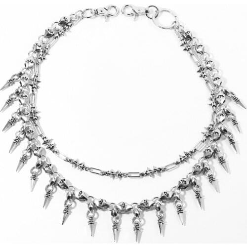 Harajuku Hyperbole Statement Hip hop Layered Necklace Punk Style Big Pendant Necklaces Men Hippie Metal Chaine Halloween Gifts