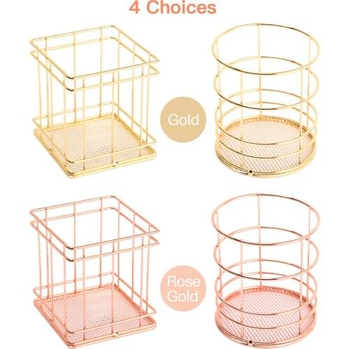 Metal Wire Makeup Brush Holder Pen Holder for Desktop Organizer Ruler Container Cup Pencil Holder Modern Home School Decor Desk