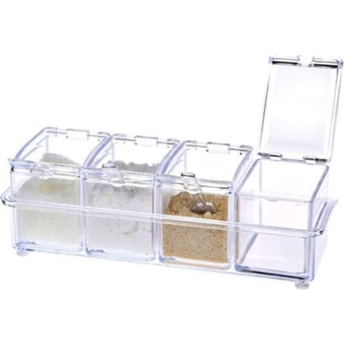 Spice Jar Set Salt Sugar And Pepper Shakers Kitchen Seasoning Box Condiment Organizer Spices Rack Storage jars with Spoon lid