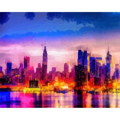 Painting By Numbers DIY Dropshipping 40x50 60x75cm Abstract night landscape Scenery Canvas Wedding Decoration Art picture Gift