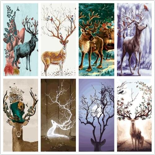 DIY Painting By Numbers Kit Acrylic colorful animal deer Paint By Numbers Wall Art Picture For Home Decoration