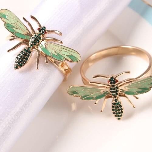 12 Pack Napkin Rings Alloy Dragonfly Napkin Holder Exquisite Napkins Rings Set for Wedding, Party Dinner Table Decor