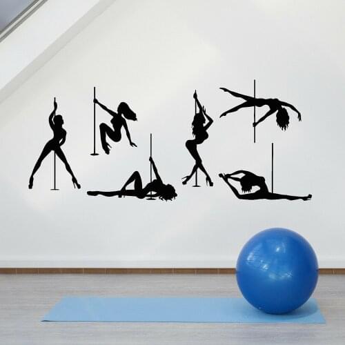 Pole dancing Woman Wall Decal Striptease Pool Dance Stripper Naked Girls Wall Stickers Vinyl Removable Art Room Decor Mural B341