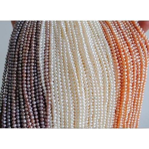 Real Natural Freshwater pearl 5-6MM Bright white pink purple pearl Loose Beads one strands 35cm 15'' DIY gift