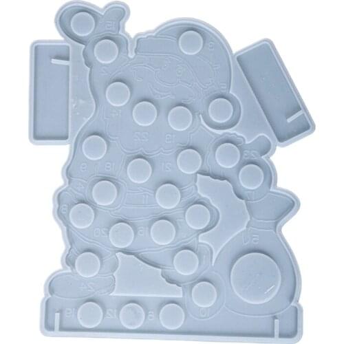 Santa Claus Countdown Calendar Stand Mold Epoxy Silicone Mold Table Soft Ceramic Plaster Ornament Pendant Home Decor