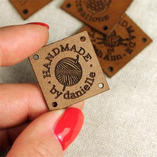Custom Leather Labels - Personalized Leather Labels - Handmade tags - Labels for knitting and crocheting