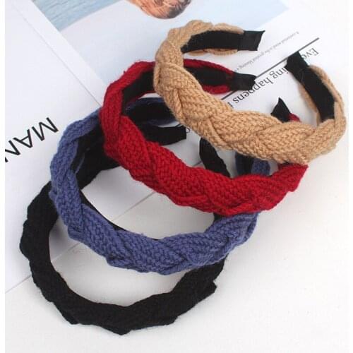QCOOLJLY New Fashion Women Hairband Knitted Wool Headband Adult Autumn Winter Headwear Turban Hair Accessories