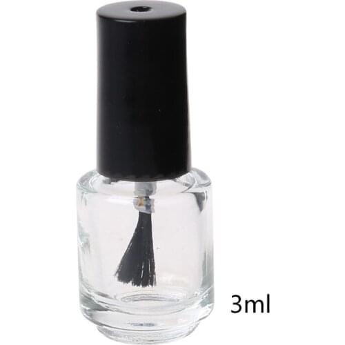 3/5/10/15ml Empty Nail Polish Glass Bottle Clear Portable UV Gel Container Refilled Storage Box Square Round Makeup Tube Brush