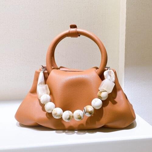 Extensible Ruched Designer Ring Handbags For Women Pearl And Marble Decoration Shoulder Bag High Quality Delicate Crossbody Bag