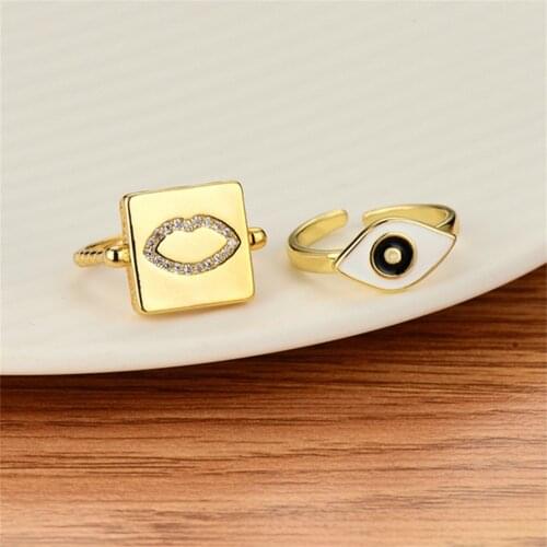 Adjustable Crystal Finger Rings Black Luck Evil Eye Ring Engagement Ring For Women Lucky Turkey Jewelry Gift for Girl