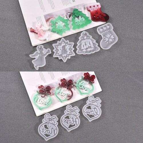 Christmas Hangtag Resin Mold Keychain Resin Molds DIY Winter Snow Silicone Mold for Ornament