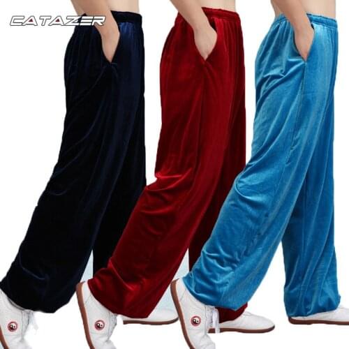 Martial Arts Bloomers Unisex High Quality Autumn&winter Blue/red Kung Fu Tai Chi Wushu Pants Taijiquan Trous