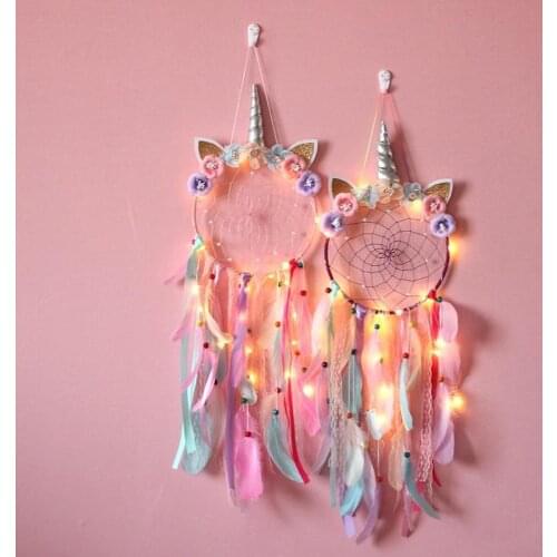LED Creative Unicorn Wind Chimes Dream Catcher Ornaments Unicorn Party Christmas Gifts for Girls Baby Shower Decorations