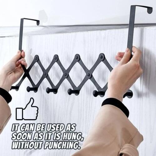 Over The Door 6 Hooks Home Bathroom Organizer Rack Clothes Coat Towel Hanger Stainless Steel Good Load-Bearing Wrought