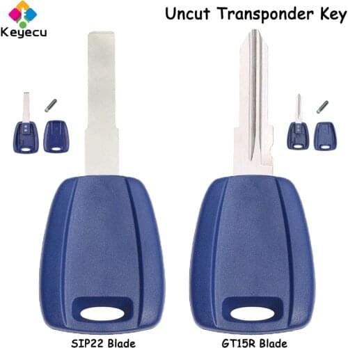 KEYECU Replacement Uncut New Transponder Car Key With GT15 Blade ID48 Chip - FOB for Fiat Bravo Punto Ducato Doblo 1999-2006