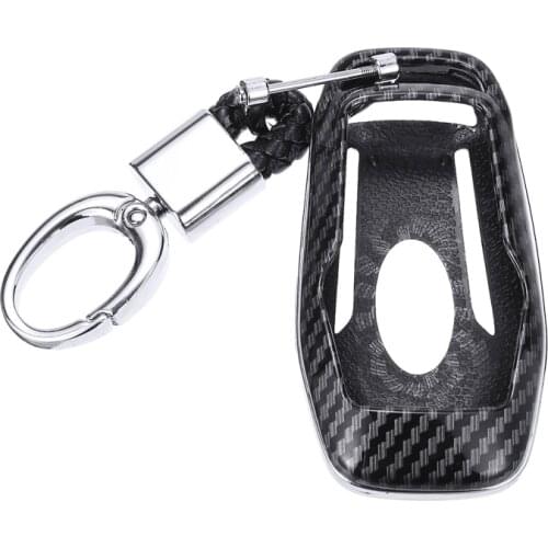 1pc Carbon Fiber Style Car Smart Key Cover Shell Chain Case Fit For Ford For Lincoln Accessories Parts