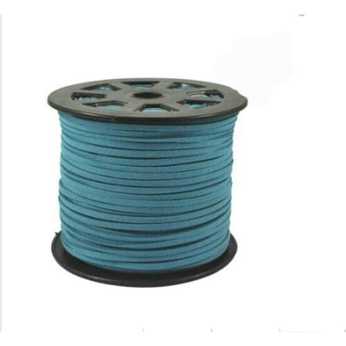 100yards/ Roll Peacock Blue Faux Suede Velvet Leather Cord+3mm X 2mm DIY Jewelry Bracelet Necklace Rope String Accessories