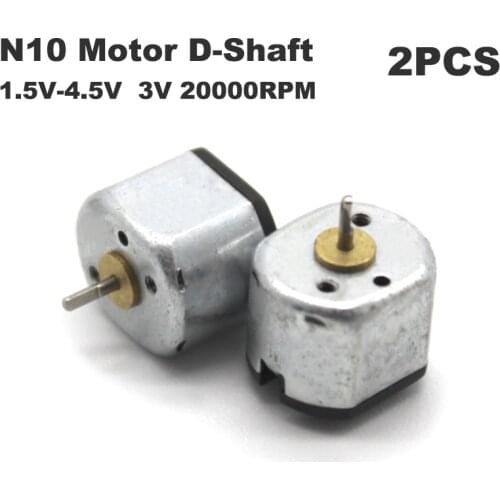 2pcs ultra-mini 10mm*12mm N10 Motor DC 1.5V-3V High Speed Micro D-shaft Electric Motor DIY Toy Models