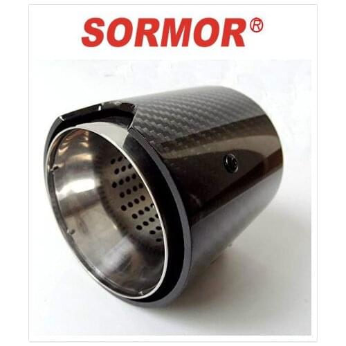 3.7" Outlet glossy Carbon Fiber Exhaust Pipe Muffler Tips for BMW series,straight edge inlet 73mm outlet 93mm