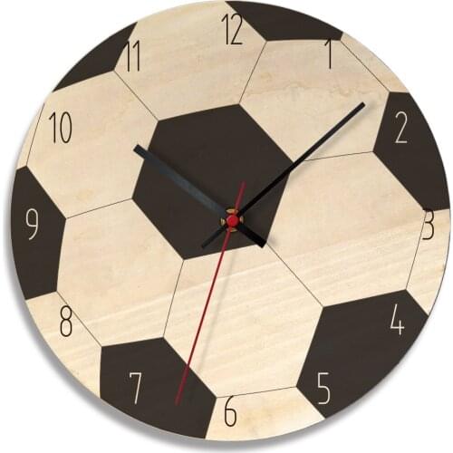 3d Wall Clock Wood Basketball Soccer Ball Golf Football Shape Sports Fans Boys Birthday Gift Kids Bedroom Creative 28cm/11inch