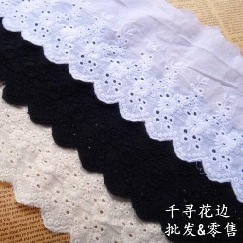 5Yard / Lot diy handmade accessories clothes material lace trim cotton cloth embroidery lace fabric flower 11cm wide