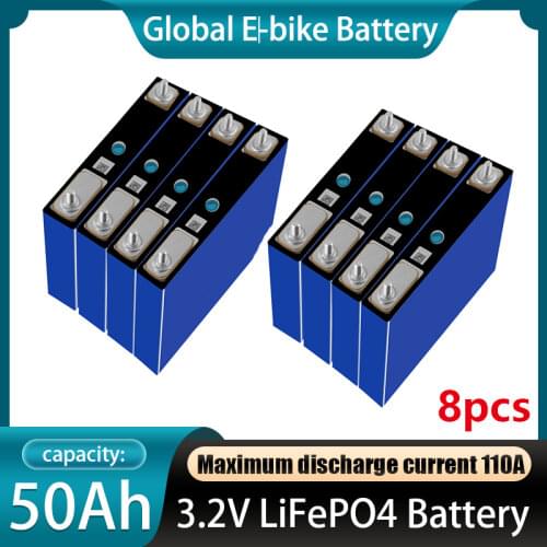 8pcs LiitoKala 3.2V 50Ah LiFePO4 Max Continuous 150A Discharge For 12V 24V 36V 48V 50Ah E-Scooter Golf Cart Electric Wheelchair