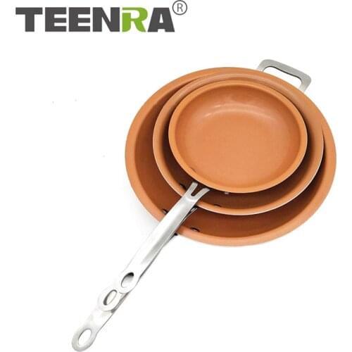 TEENRA Non-stick Copper Frying Pan Kitchen Skillet With Ceramic Coating And Induction Cooking Oven Dishwasher Safe