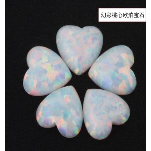 Polymer impregnated synthetic opal heart white rainbow colors 4/8/10mm for DIY jewelry making loose beads FPPJ wholesale
