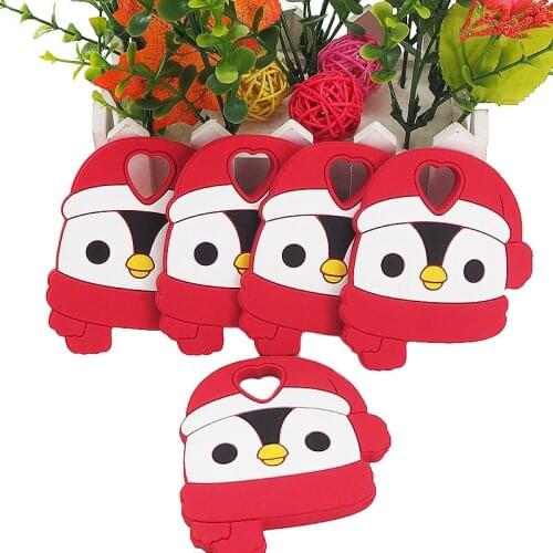 Chenkai 10PCS Christmas doll Teether Baby Teething BPA Free Sensory Pacifier DIY Infant Necklace Pendant Teething Chewing Toy