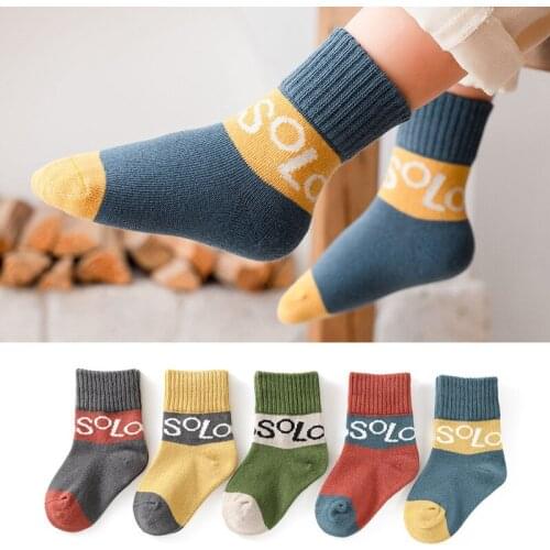 Kids Sock piece=5 pair Childrens Cotton Socks Student Floor Sock Autumn Winter Boys Girls Multi Color Socking WMF041