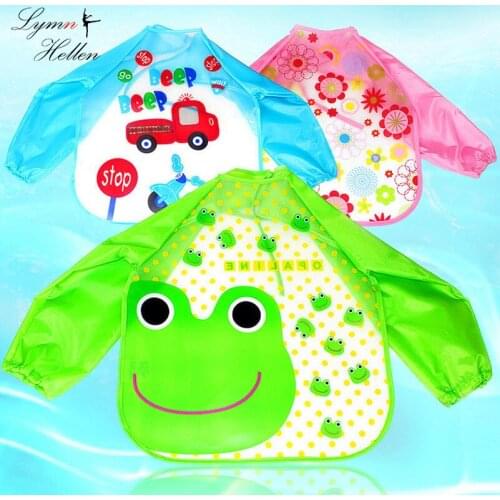 Baby rice apron food pocket long sleeve anti-clothing waterproof bibs cloth meal Toys clothing Squishy cover cartoon animal Kid