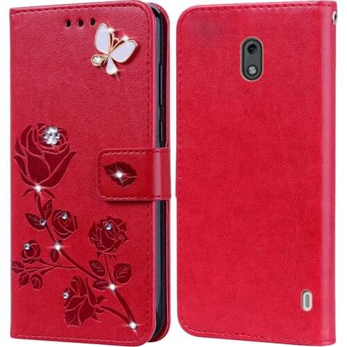Flip Phone Case for Nokia 2 TA-1029 1035 Cover for Nokia 2.1 2.2 Bling 3D Diamond Premium Leather Wallet Case