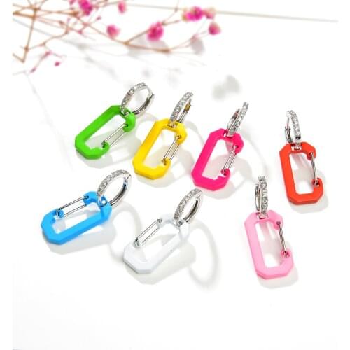 HECHENG 1pc MINI colorful Geometric Drop Earring wholesale for Women Neon style Fluorescent Jewelry love heart star VE149