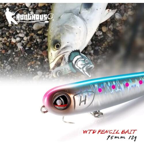 Hunthouse floating pencil lure fishing wobbler WTD 95mm/18g Saltwater Stickbait topwater surface Pesca Stick Bass Plastic Walker