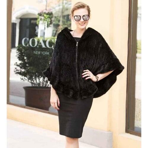JKP Hot New Autumn and Winter Real Natural Fur Coat Mink Shawl Imported Natural Mink Fur Hooded Scarf Fashion Shawl Coat