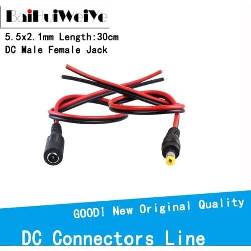 12V/24V 3A 5.5 x 2.1mm DC Connector Power Pigtail Cable Male Female Connector for LED Strip Light Driver CCTV Security Camera