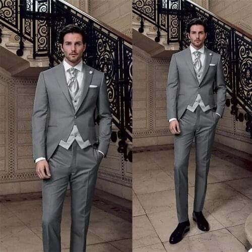 Handsome Smart Casual Men Tuxedos New Designed Peaked Lapel One Button Blazer Party Wedding Prom Celebrity Jacket 3 Pieces Set