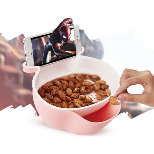 Creative Cute Plastic Melon Seeds Snacks Candy Dry Fruit Storage Holder Nut Bowl Table Storage Tray With Mobile Phone Stents