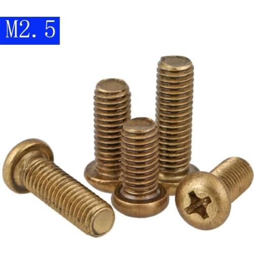 M2.5 x 0.45 ( 2.5mm ) Solid Brass Phillips Round Pan Head Machine Screws DIN 7985 A GB 818 bolts