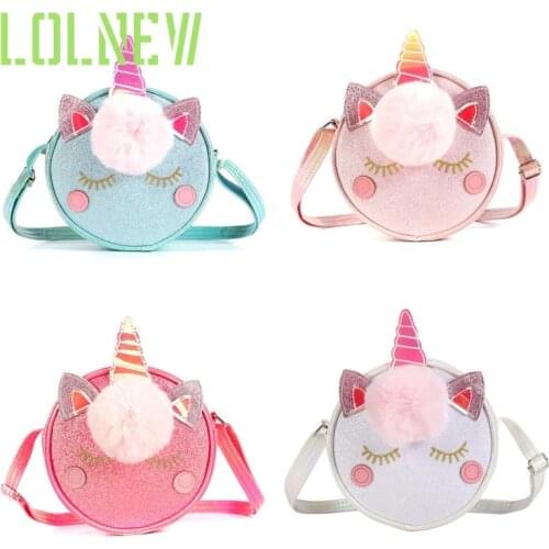 Cute Rainbow 3D Unicorn Plush Shoulder Bag Girls Crossbody Purse Wallet Handbag Zipper Round Coin Purse Bag