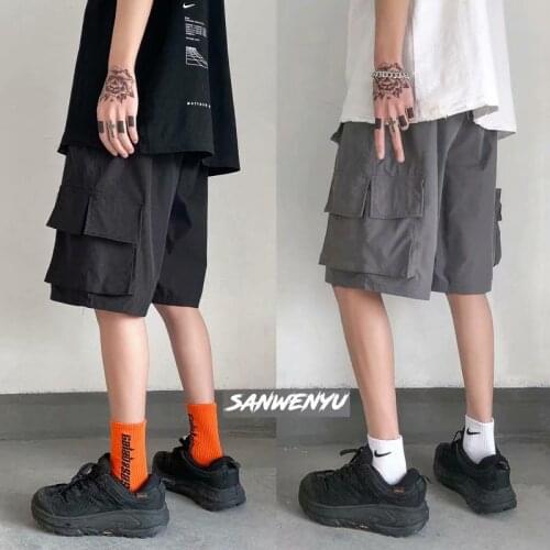 Fashion trend straight work casual pants mens shorts loose wide leg pants